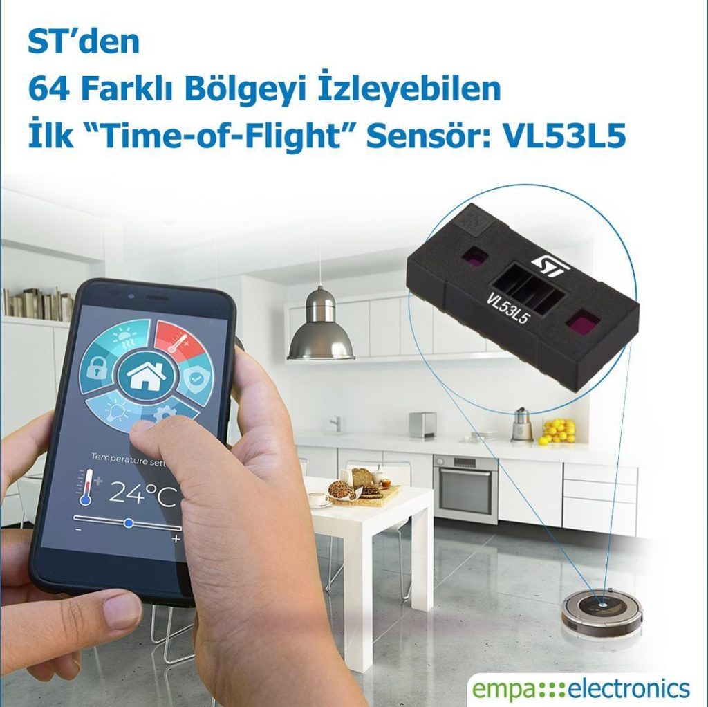 64 Farklı Bölgeyi İzleyebilen İlk “Time-of-Flight” Sensör: VL53L5